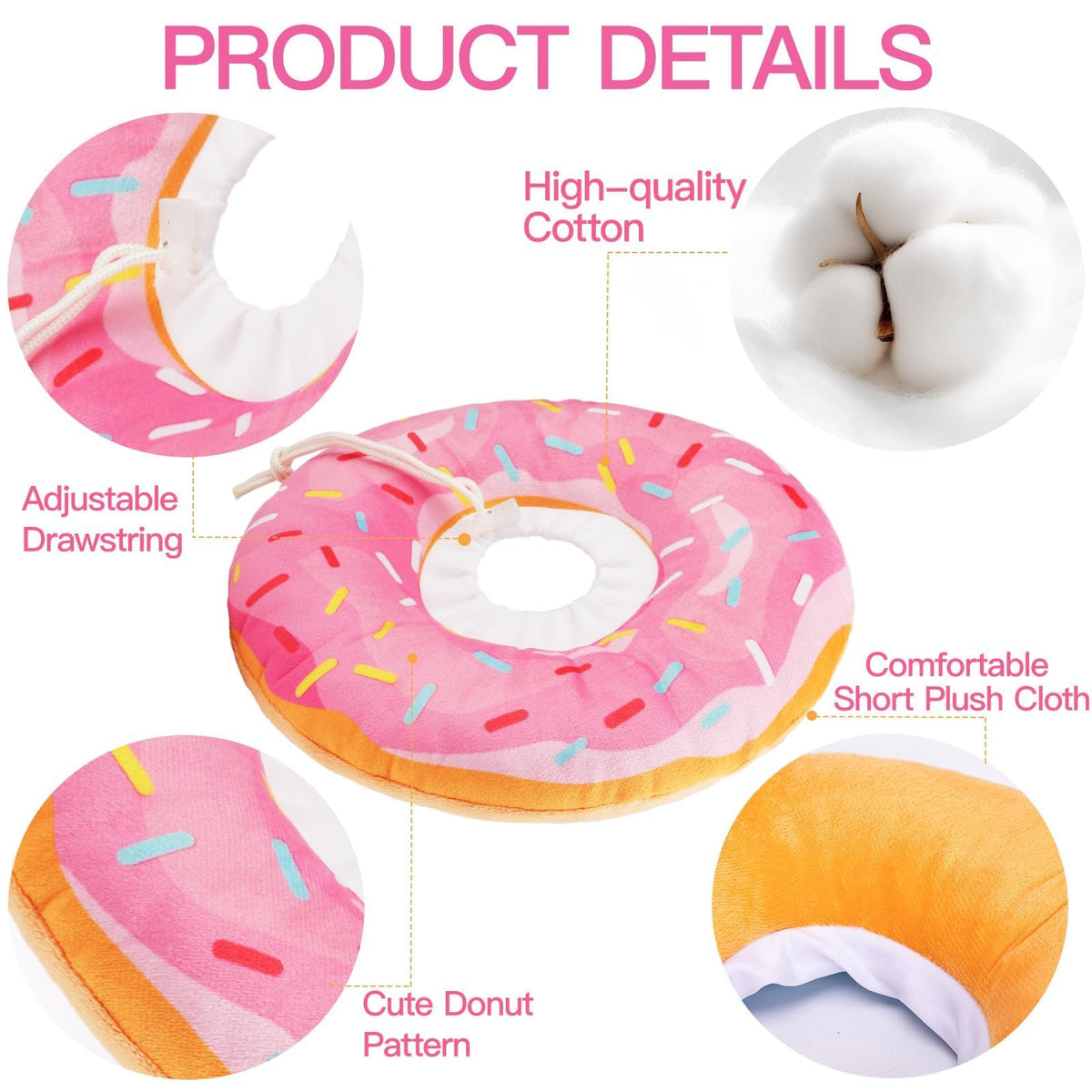 Soft Adjustable Cat Recovery Cone Collar Pink Small T745820
