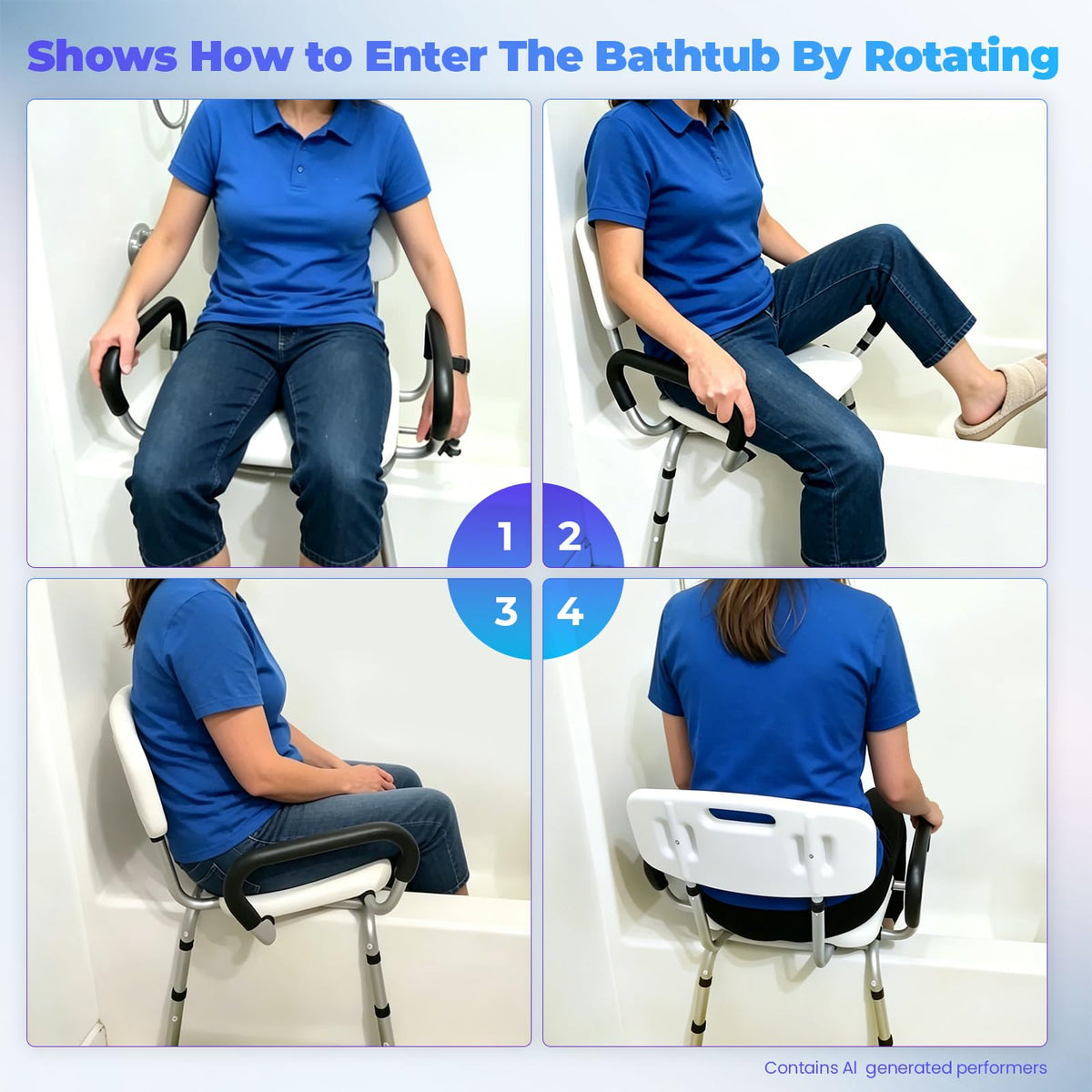 Swivel Shower Chair with Arms and Back B542531