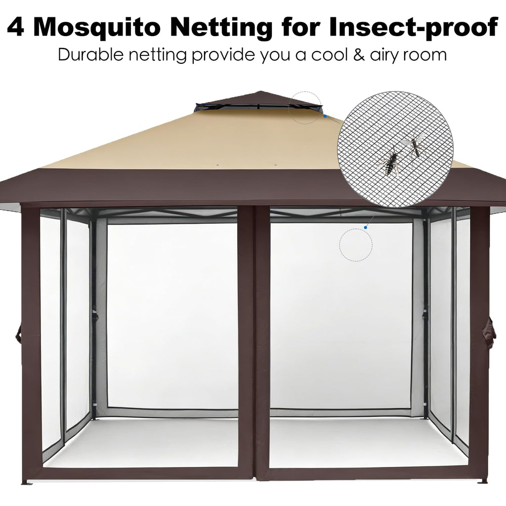 13x13 Pop Up Gazebo with Mosquito Netting Sidewall Y681595