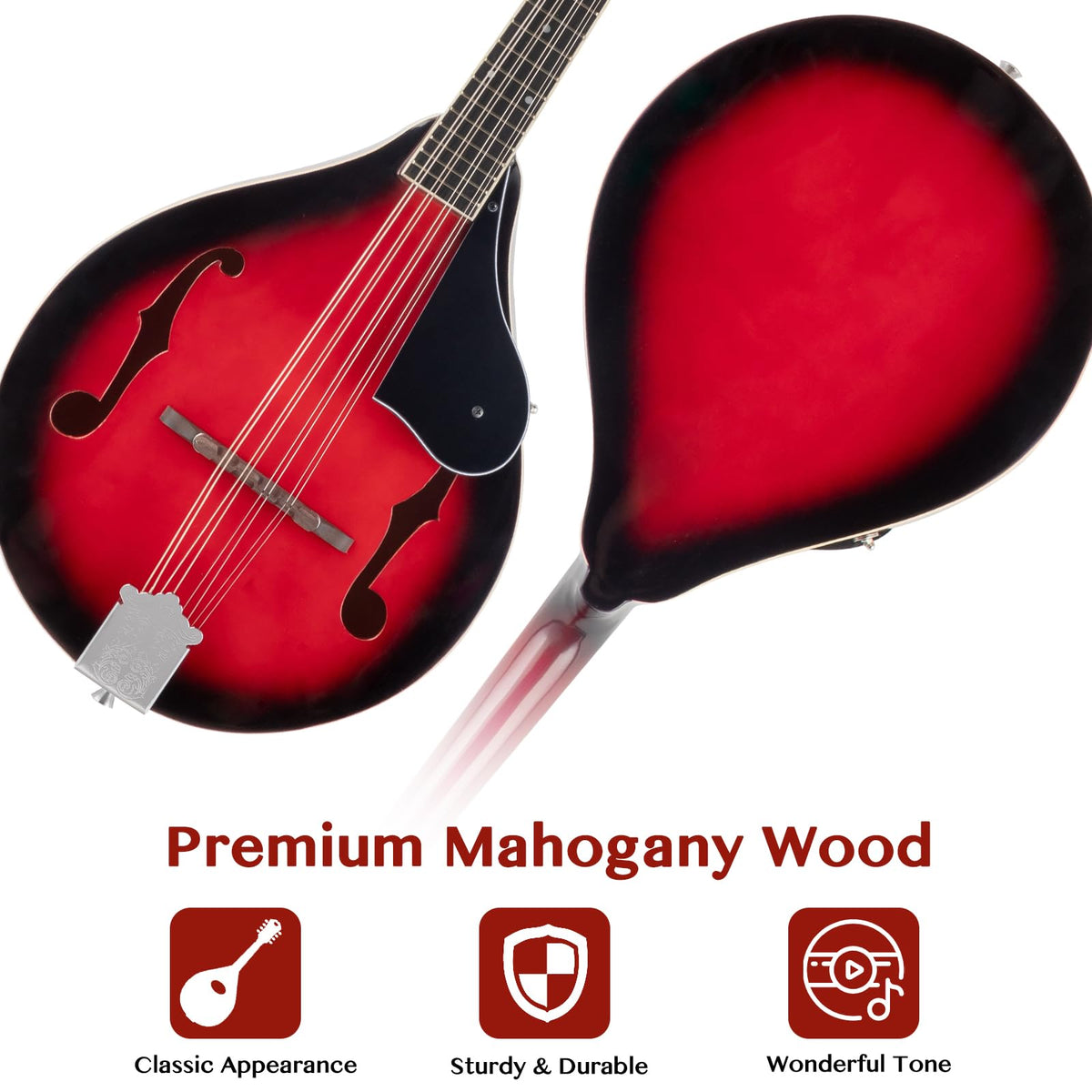8 Strings Acoustic Mahogany Wood Mandolin D4140
