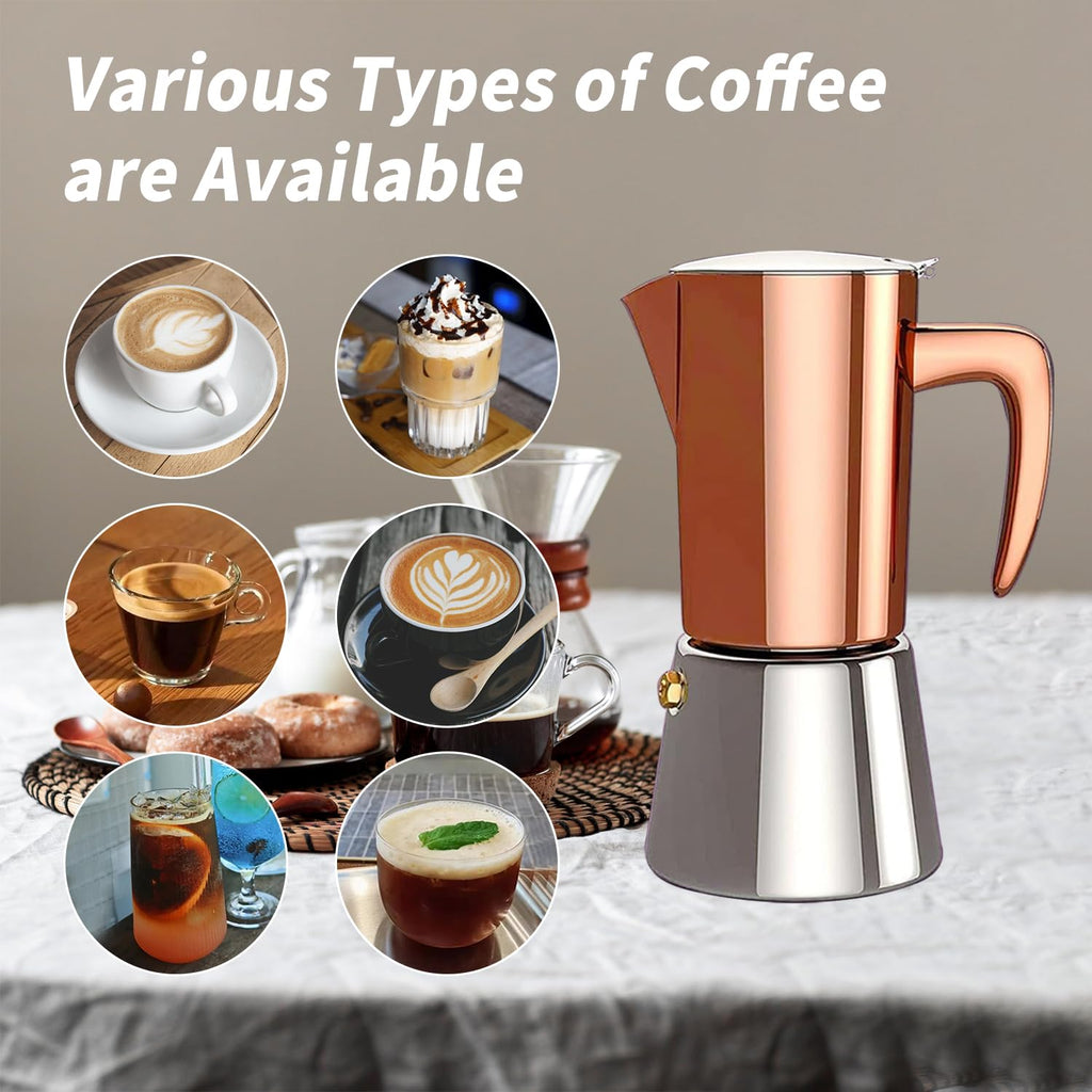 Stainless Steel Moka Pot Espresso Maker 6 Cups U116299