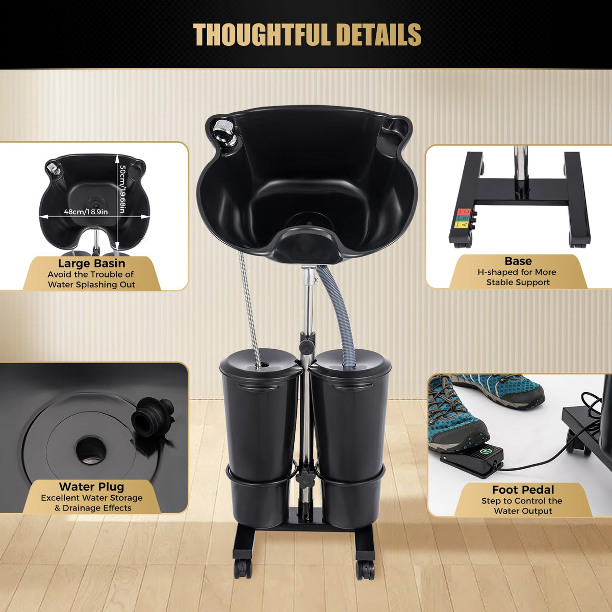Portable Shampoo Bowl with Electric Pump Y344