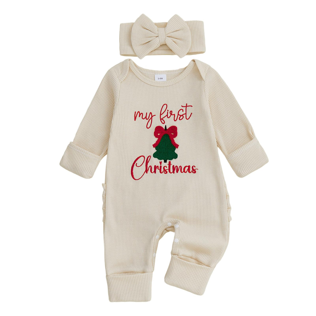My First Christmas Baby Girl Onesie Long Sleeve Romper Headband E68656