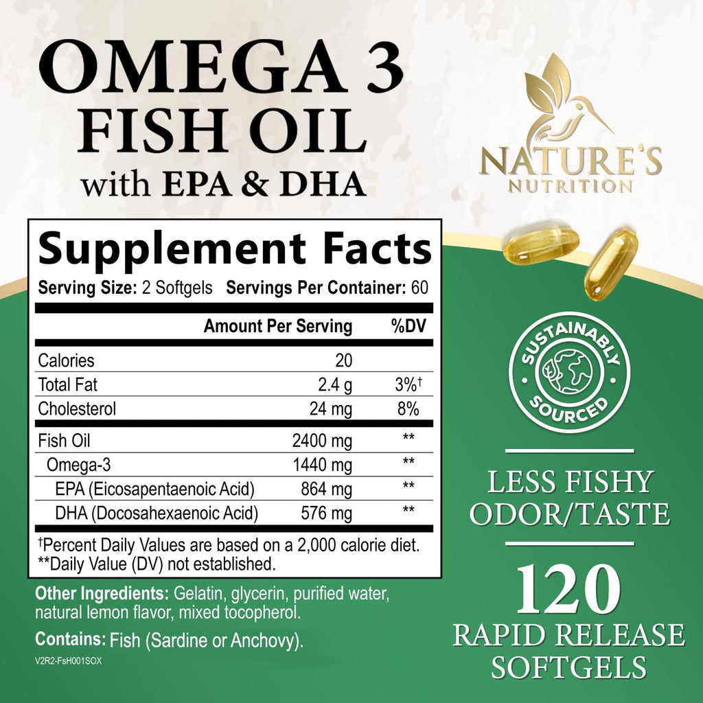 Omega 3 Fish Oil 2400mg 120 Softgels F72049