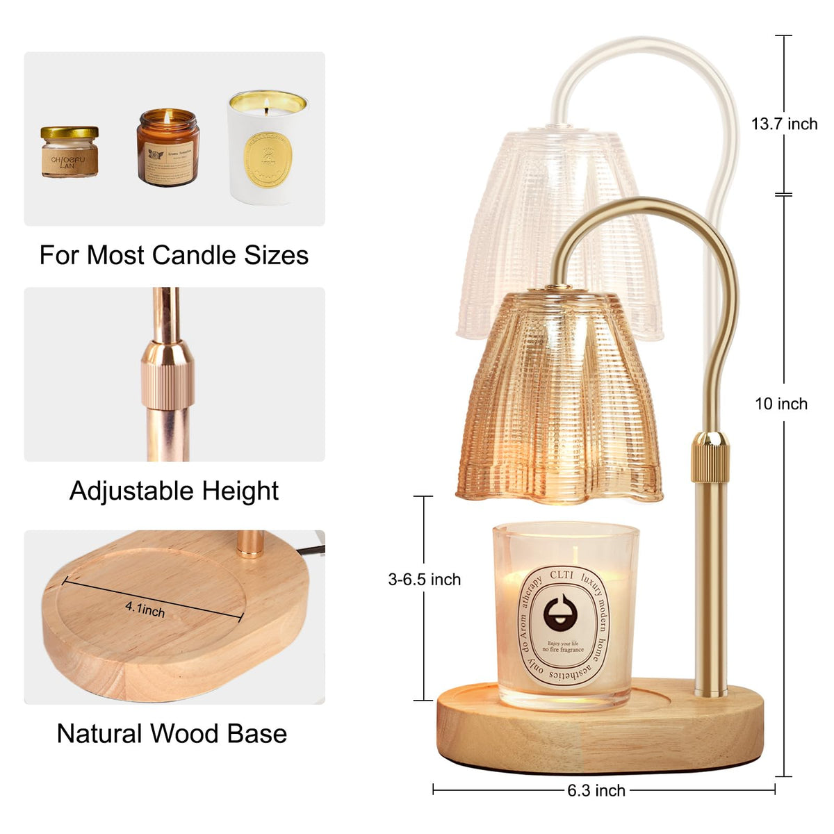 Adjustable Candle Warmer Lamp with Timer & Dimmer T498