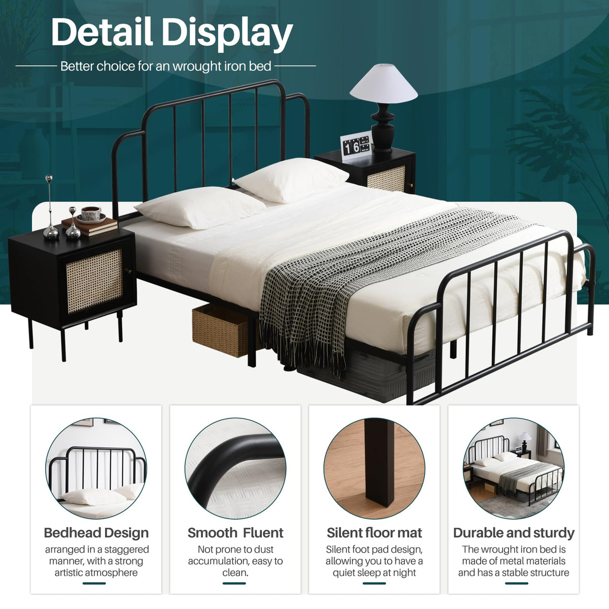 Black Full Size Metal Bed with Headboard and Footboard G700579