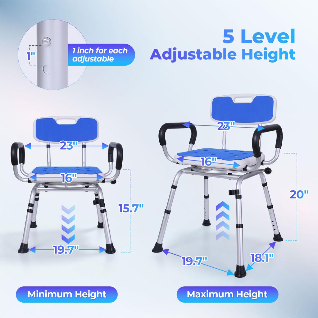 Swivel Shower Chair with Arms and Back B542531