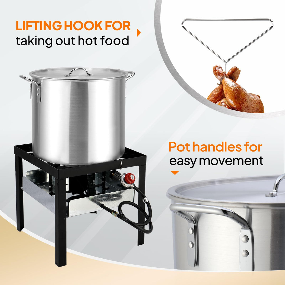 60QT Aluminum Seafood Boil Pot with Basket N62037