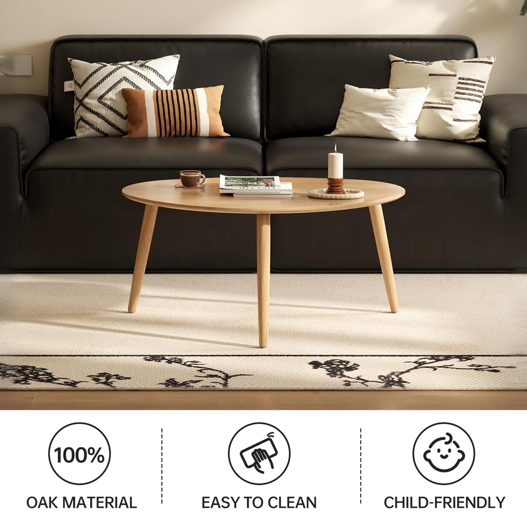 Oval Solid Oak Wood Coffee Table P1542
