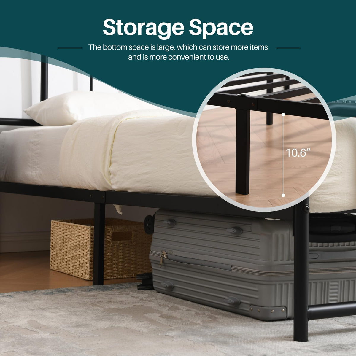 Black Full Size Metal Bed with Headboard and Footboard G700579