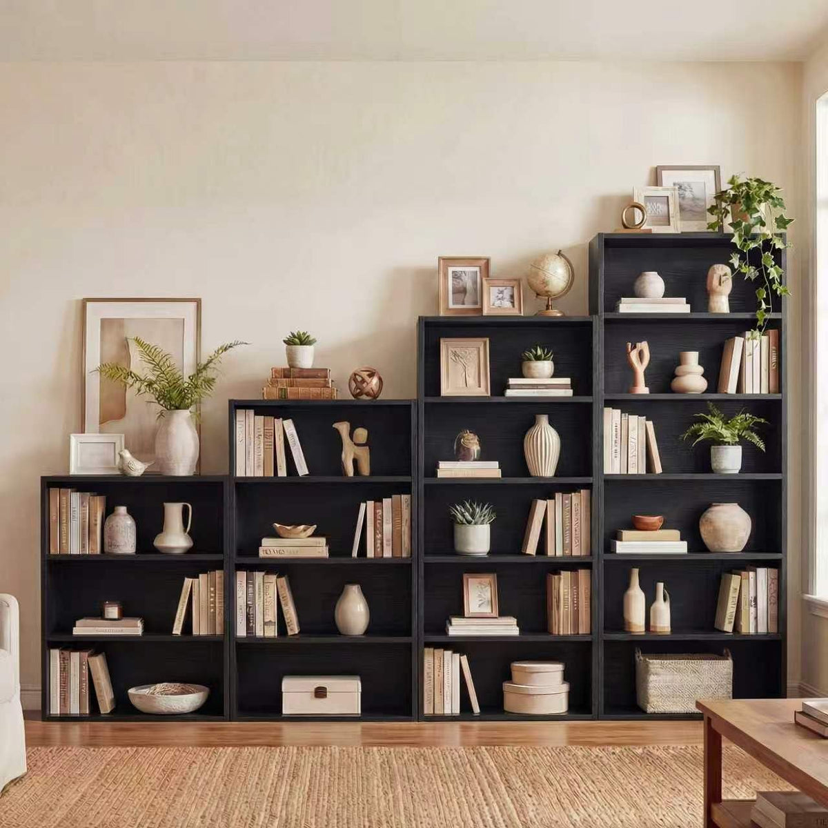 Black 6 Tier Adjustable Bookshelf M8985