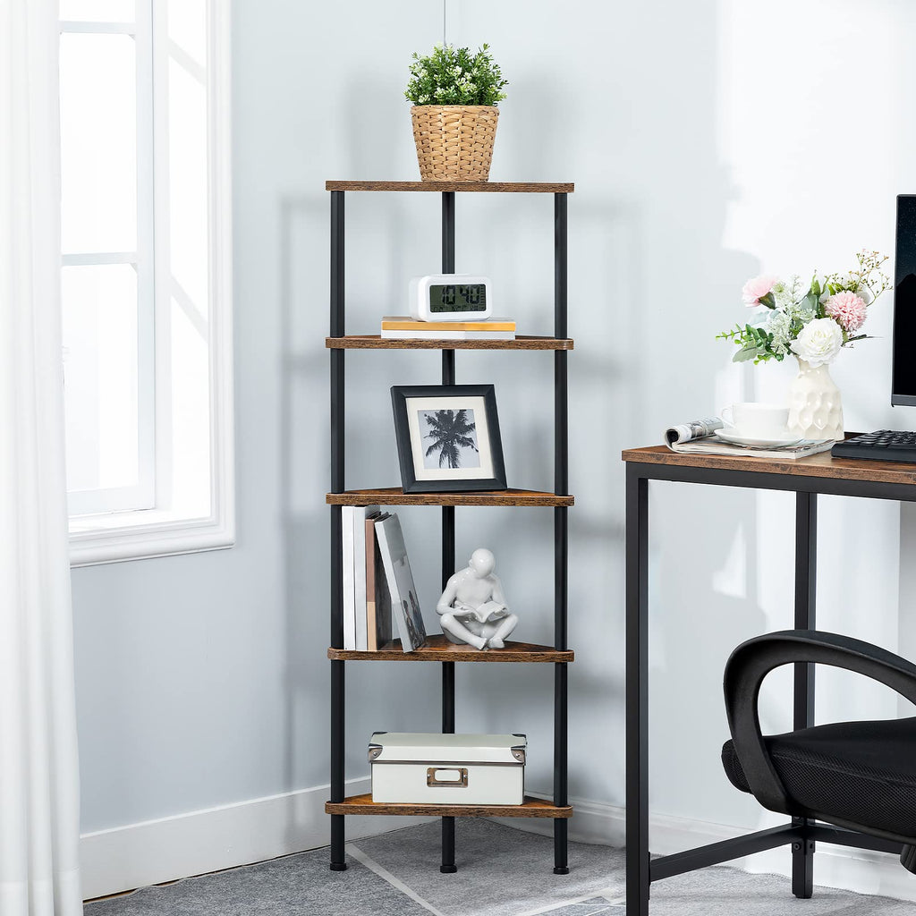 5-Tier Corner Bookshelf with Metal Frame Q60135