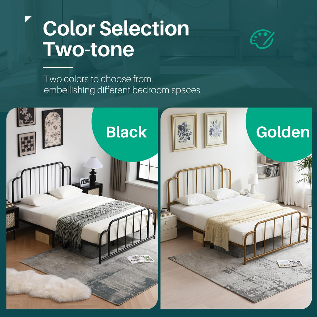 Black Full Size Metal Bed with Headboard and Footboard G700579