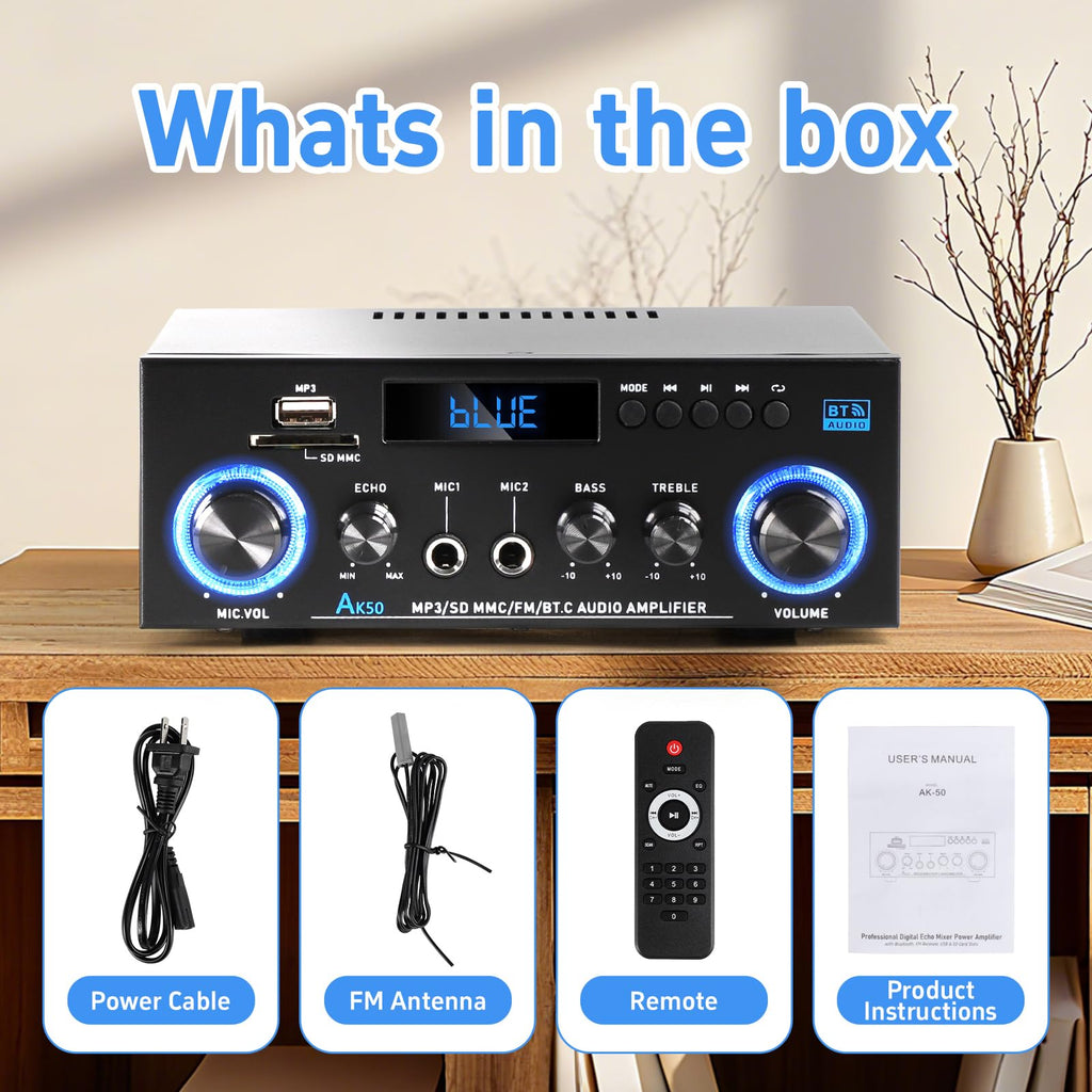 Bluetooth 5.0 2 Channel 400W Stereo Amplifier M10567