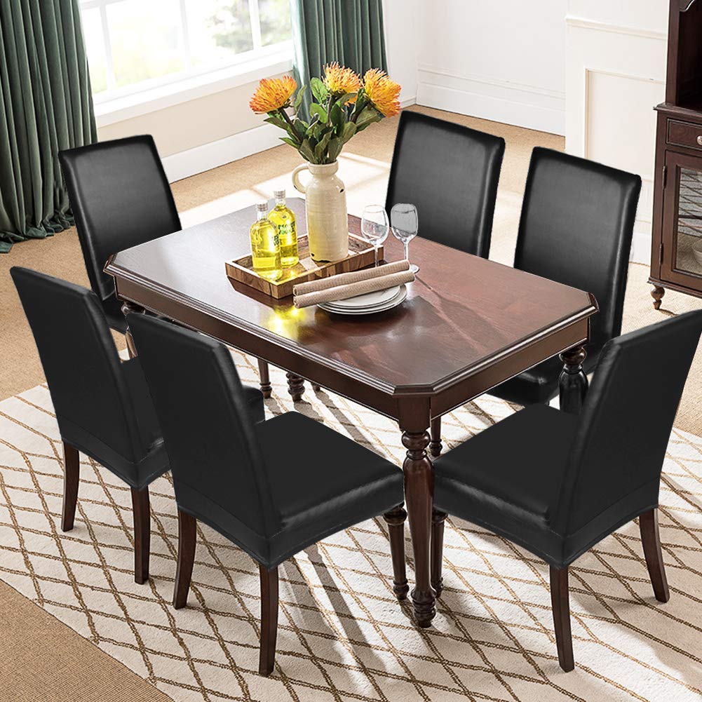 Black Pu Leather Chair Covers Set of 4 D745