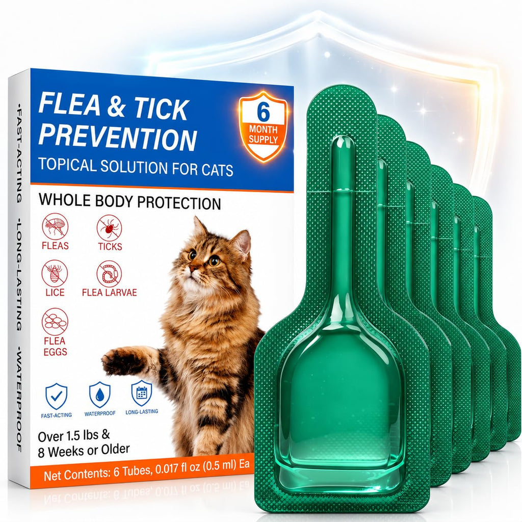 Waterproof Topical Flea & Tick Preventative for Cats, 6 Doses T596