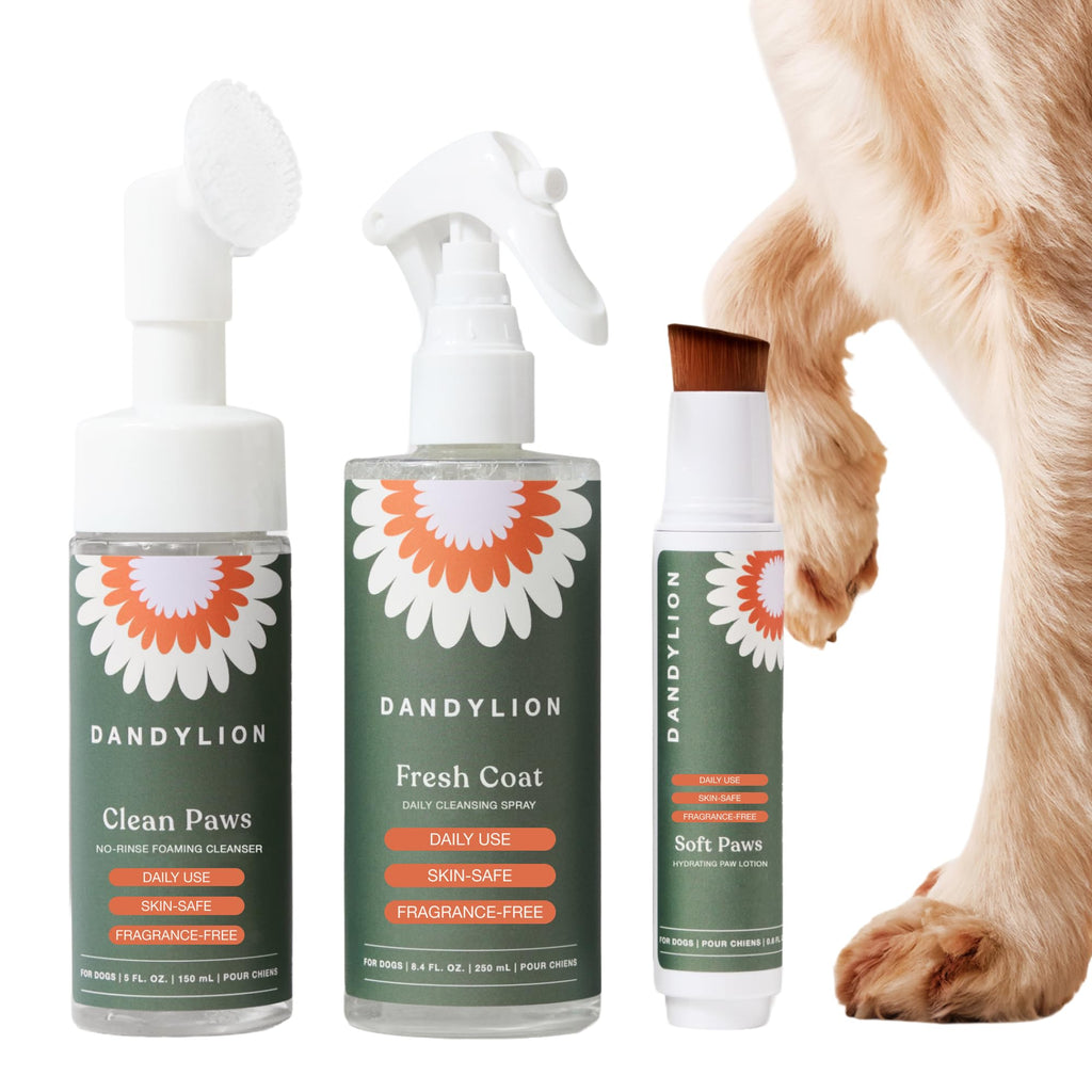 No-Rinse Dog Paw Cleaner + Paw Lotion with Brush + Waterless Dog Shampoo Spray F705964