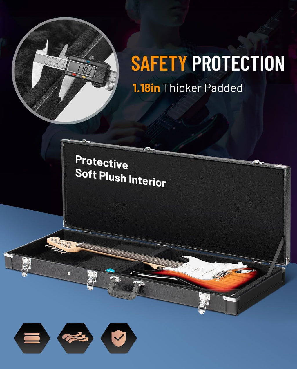 Electric Guitar Case Hard Shell Lockable E16162