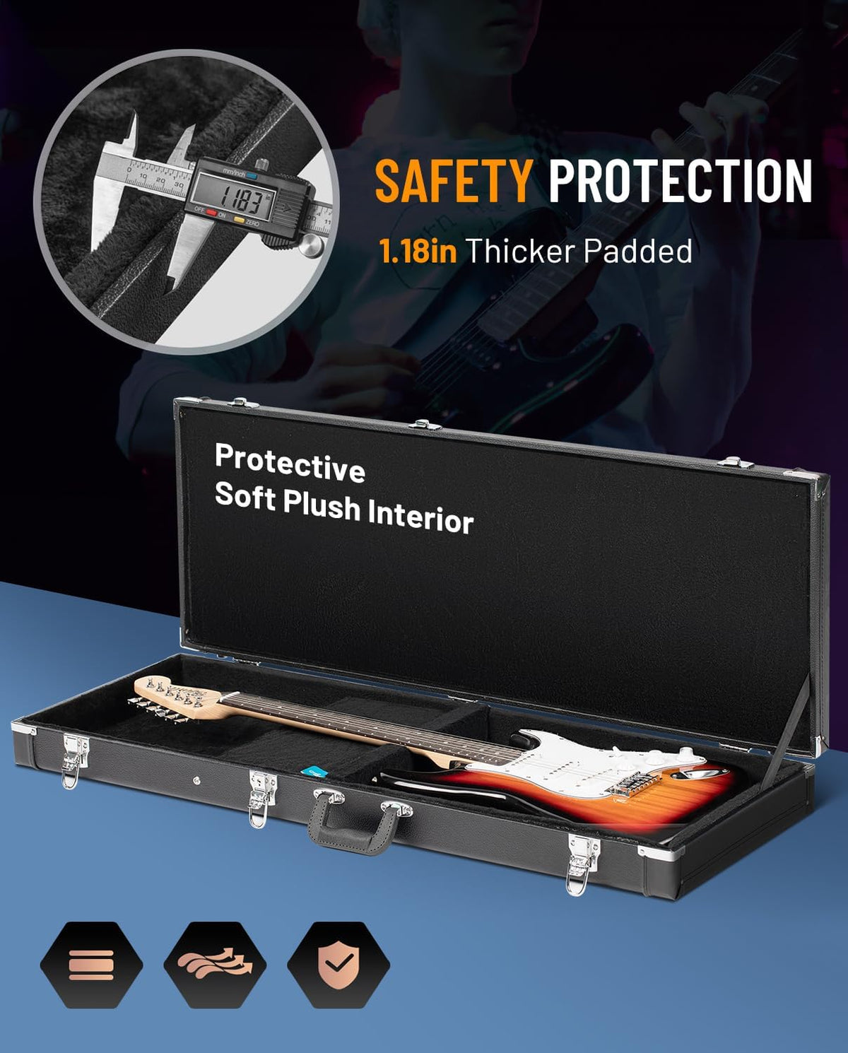 Electric Guitar Case Hard Shell Lockable E16162