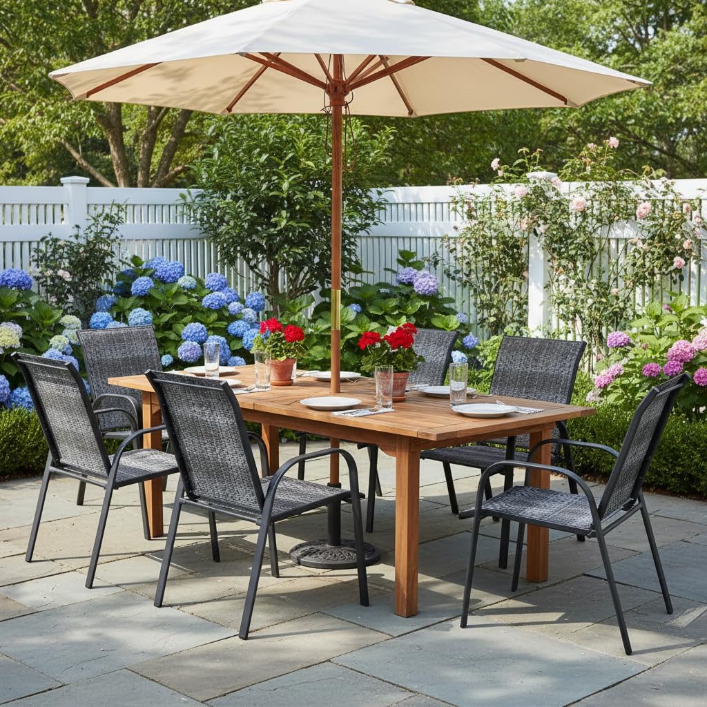 Stackable Wicker PE Rattan Patio Dining Chairs Set of 6 D178