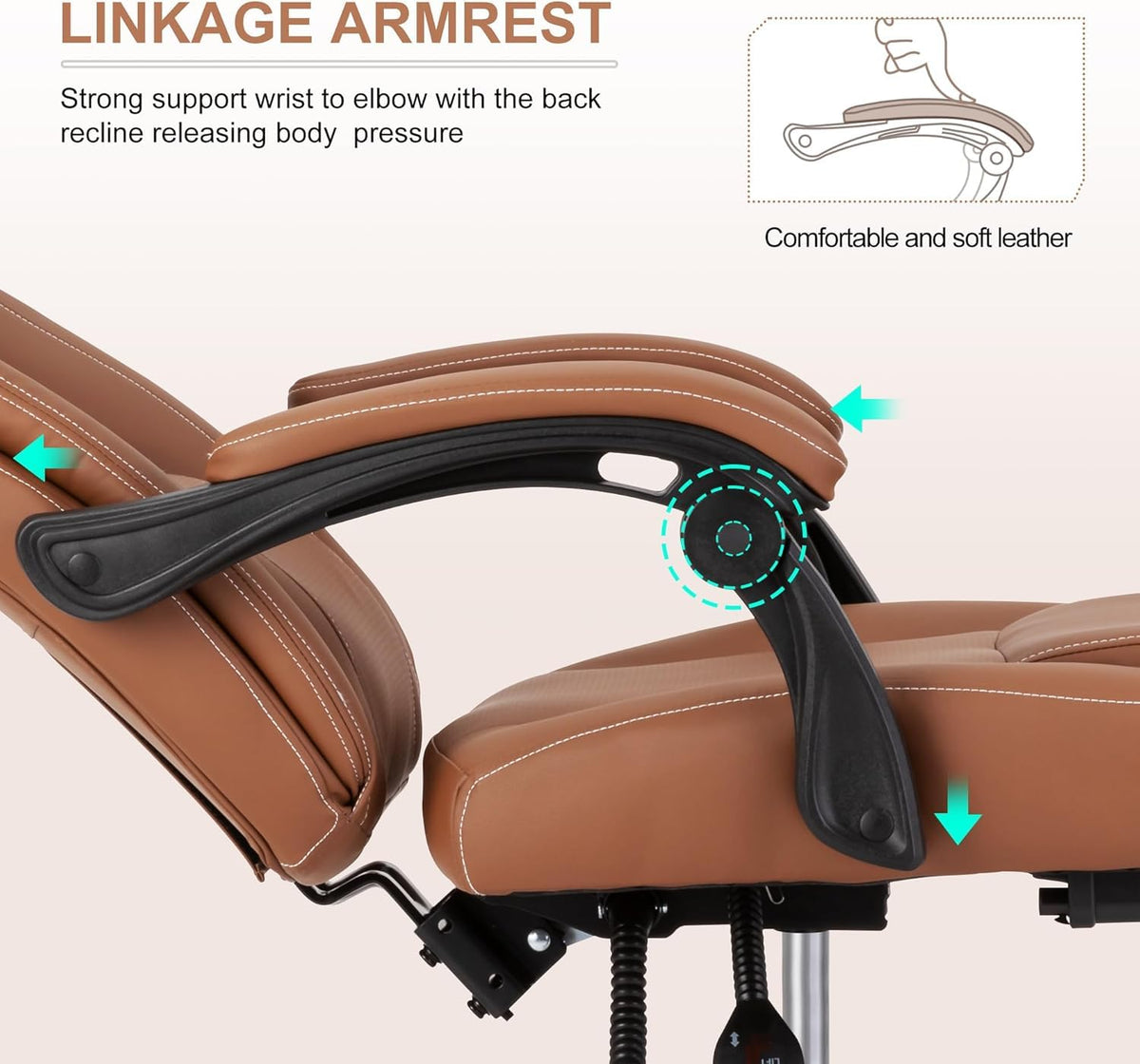 Brown Ergonomic Reclining Office Chair with Footrest and Lumbar Support X14649