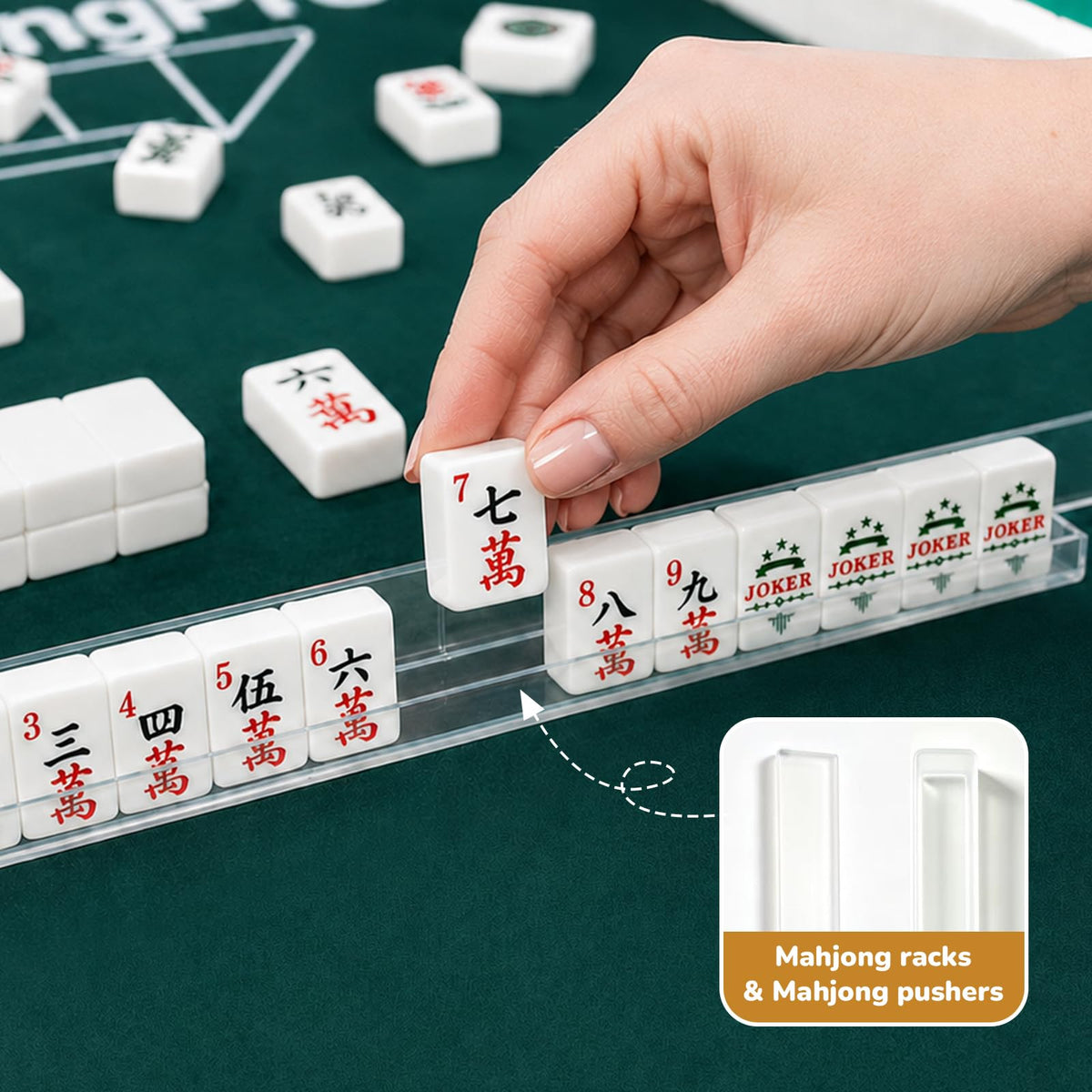 166 Mahjong Tiles 4 Racks 4 Pushers Mahjong Set O7263