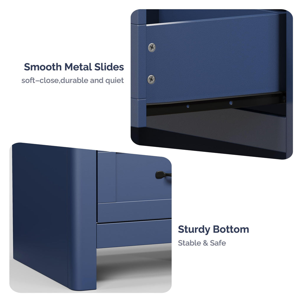 Blue Set of 2 2 Drawer Nightstand U419