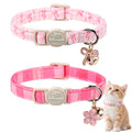 Pink Breakaway Cat Collar with Bell, Bow and Flower Pendant M737