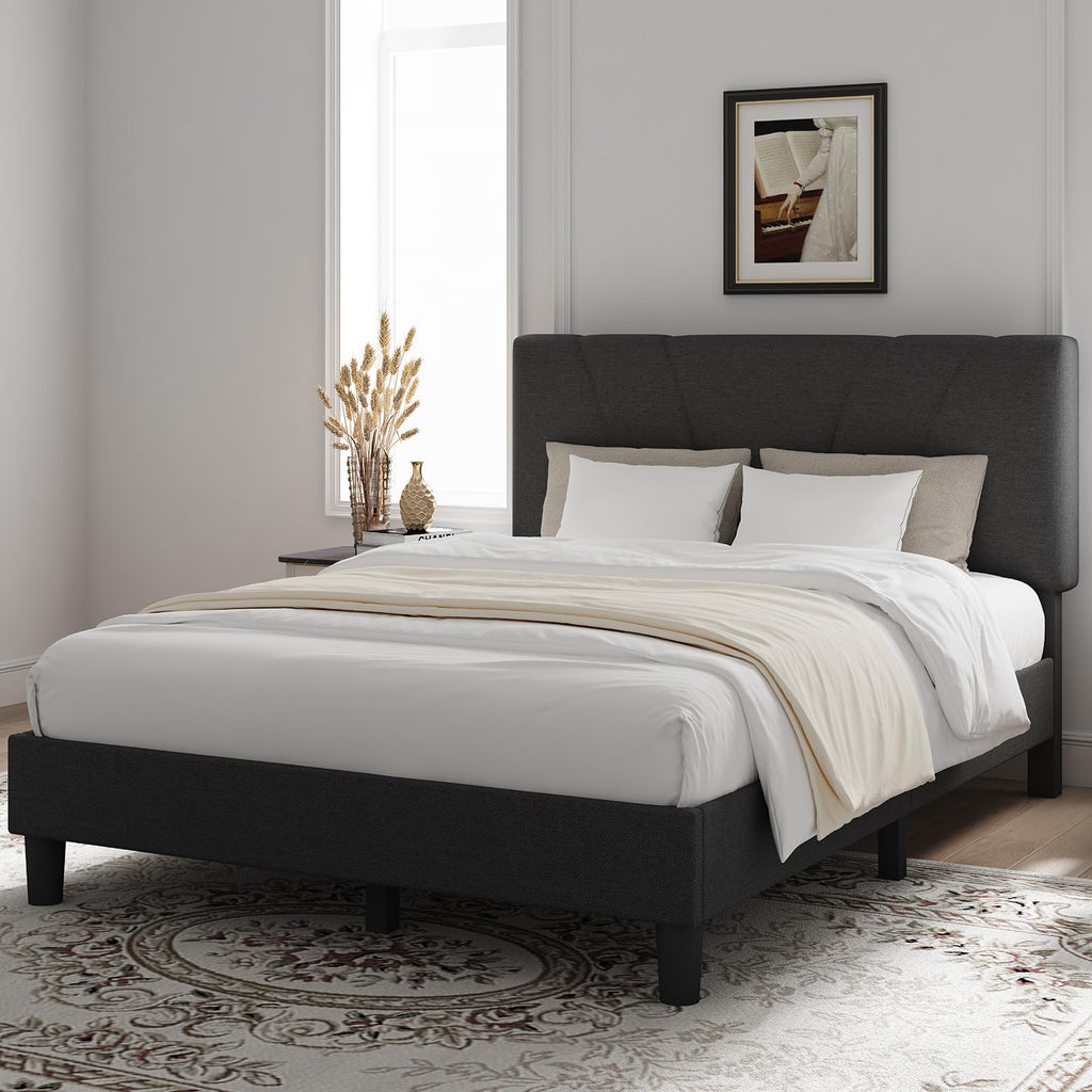 Queen Size Linen Upholstered Bed Frame with Headboard A775