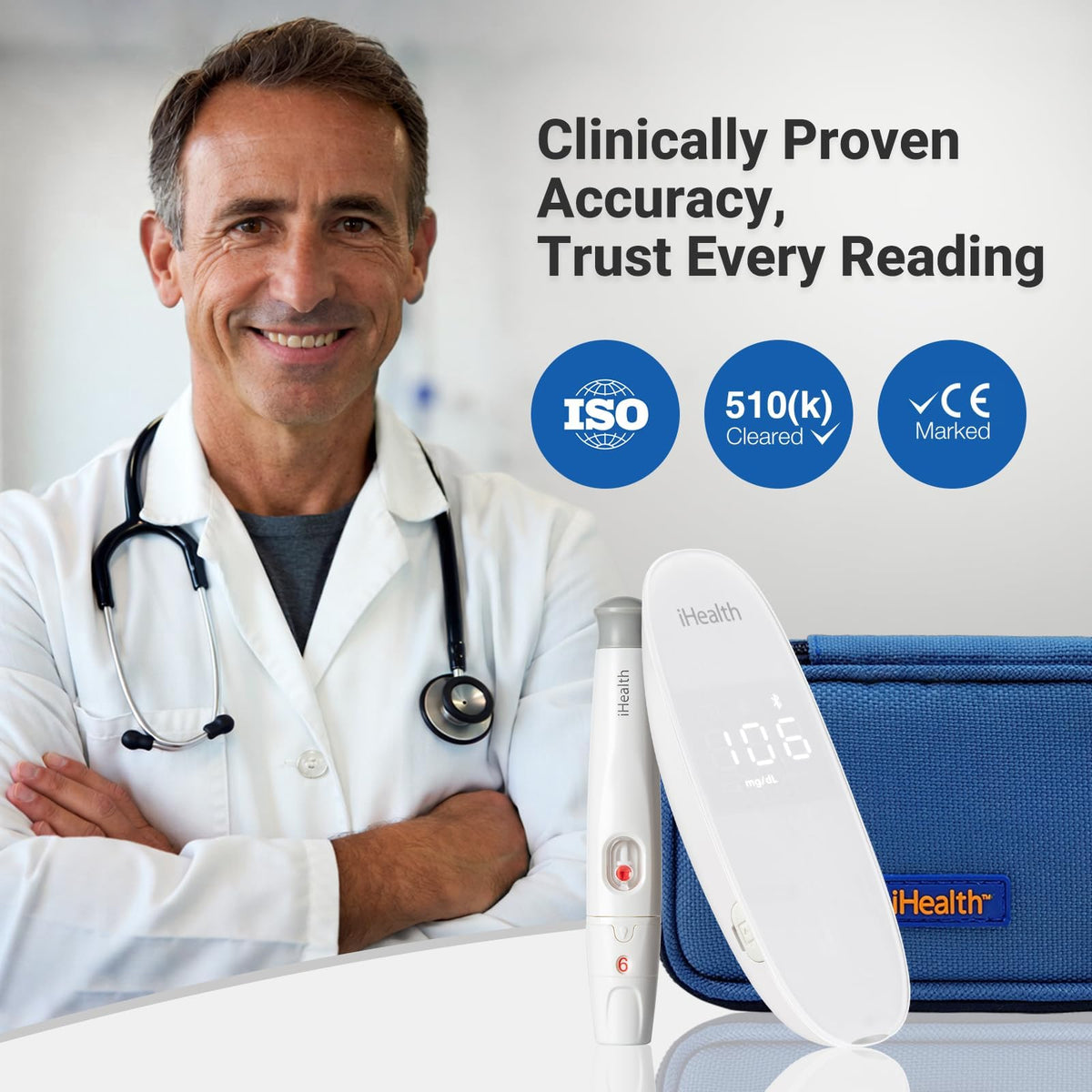 Wireless Smart Glucose Monitor Kit, 100 Strips & 100 Lancets H634