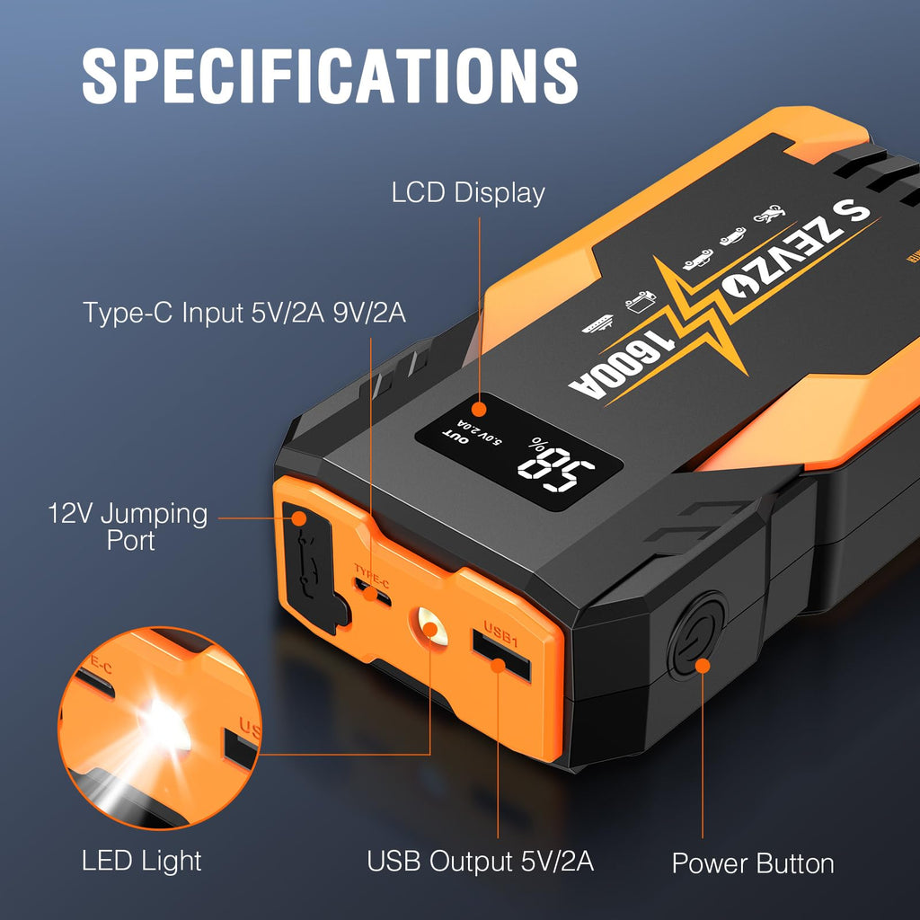 1600A Peak Portable Jump Starter K3973
