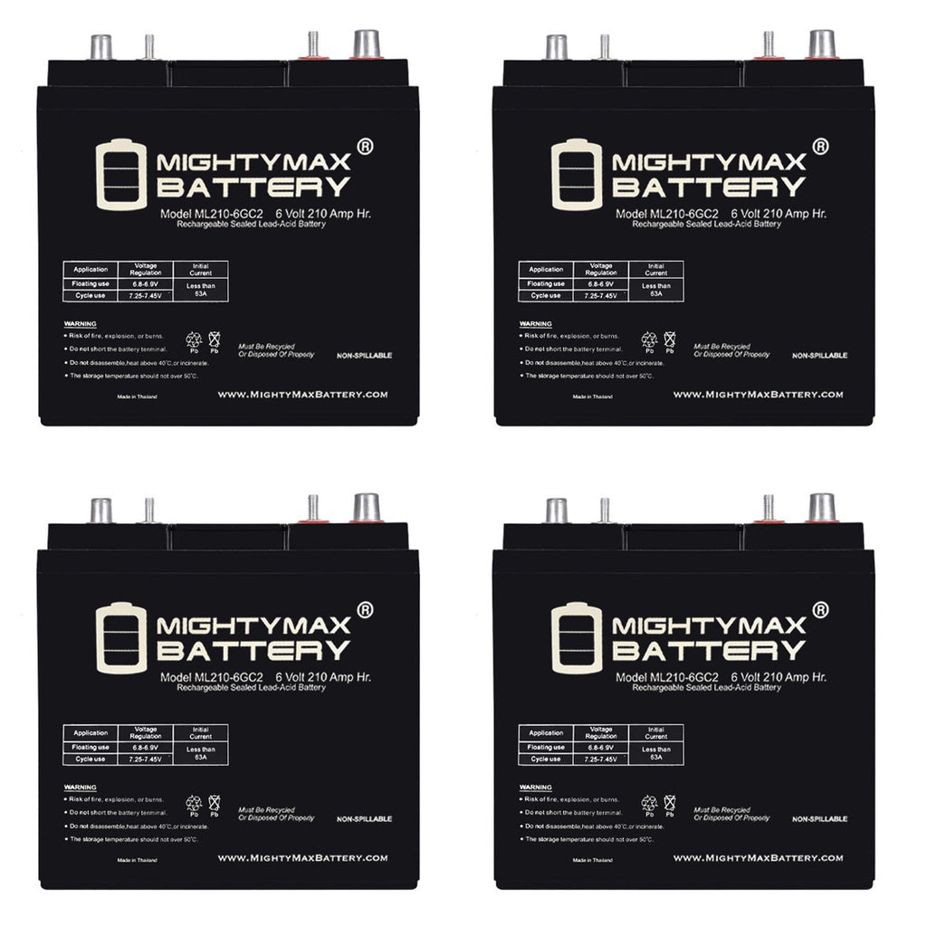 6V 210AH Dual Terminal SLA Replacement Battery 4 Pack O853373