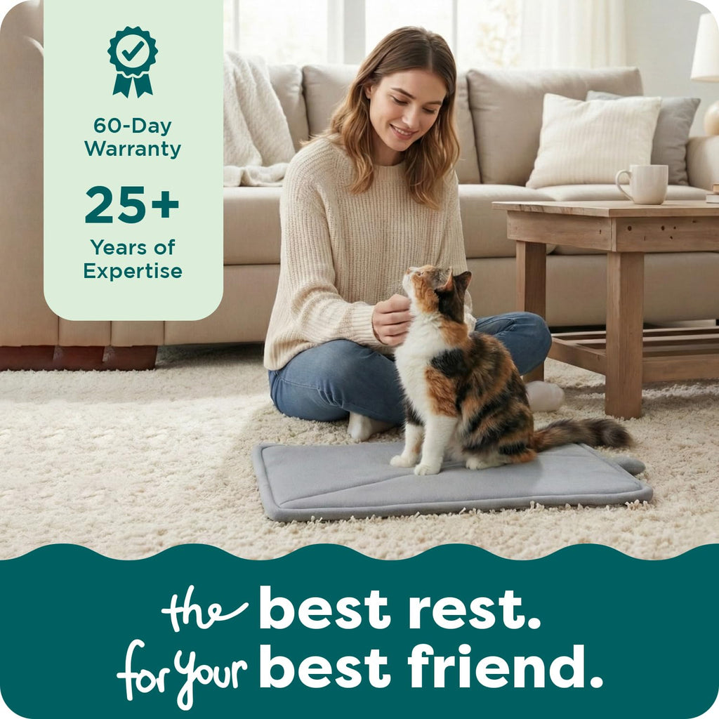 Self Warming Cat Mat Dog Bed Machine Washable Small Plush Faux Fur Gray B1995