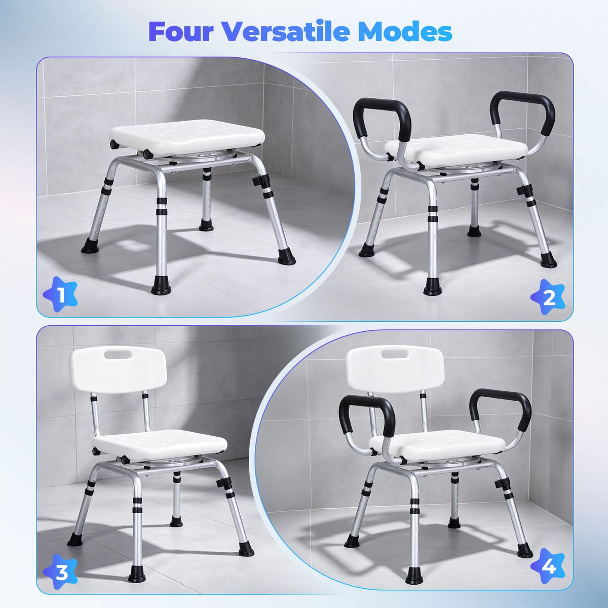 Swivel Shower Chair with Arms and Back B542531