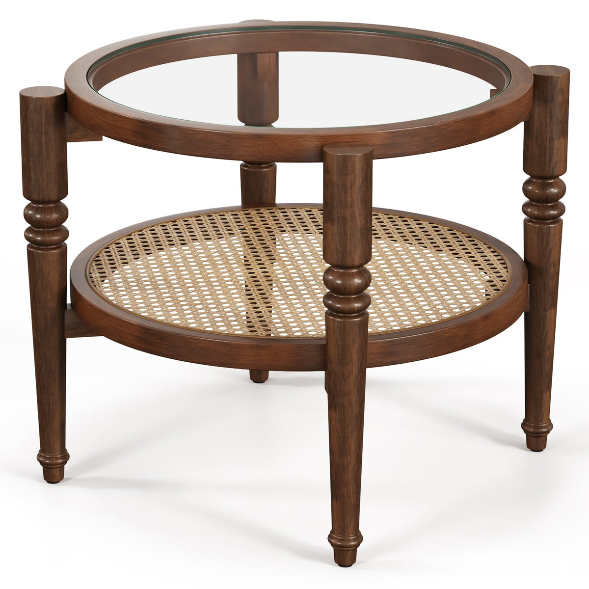 Round 22" Solid Wood Glass Top Coffee Table M97756