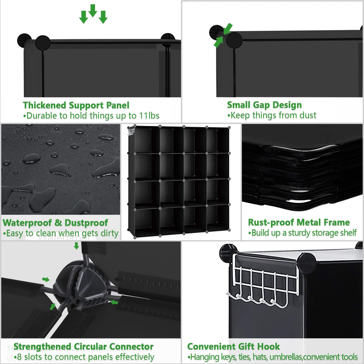 16 Cube Black Storage Organizer X834