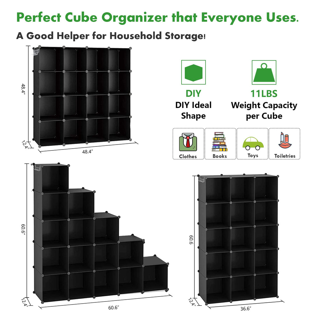 16 Cube Black Storage Organizer X834