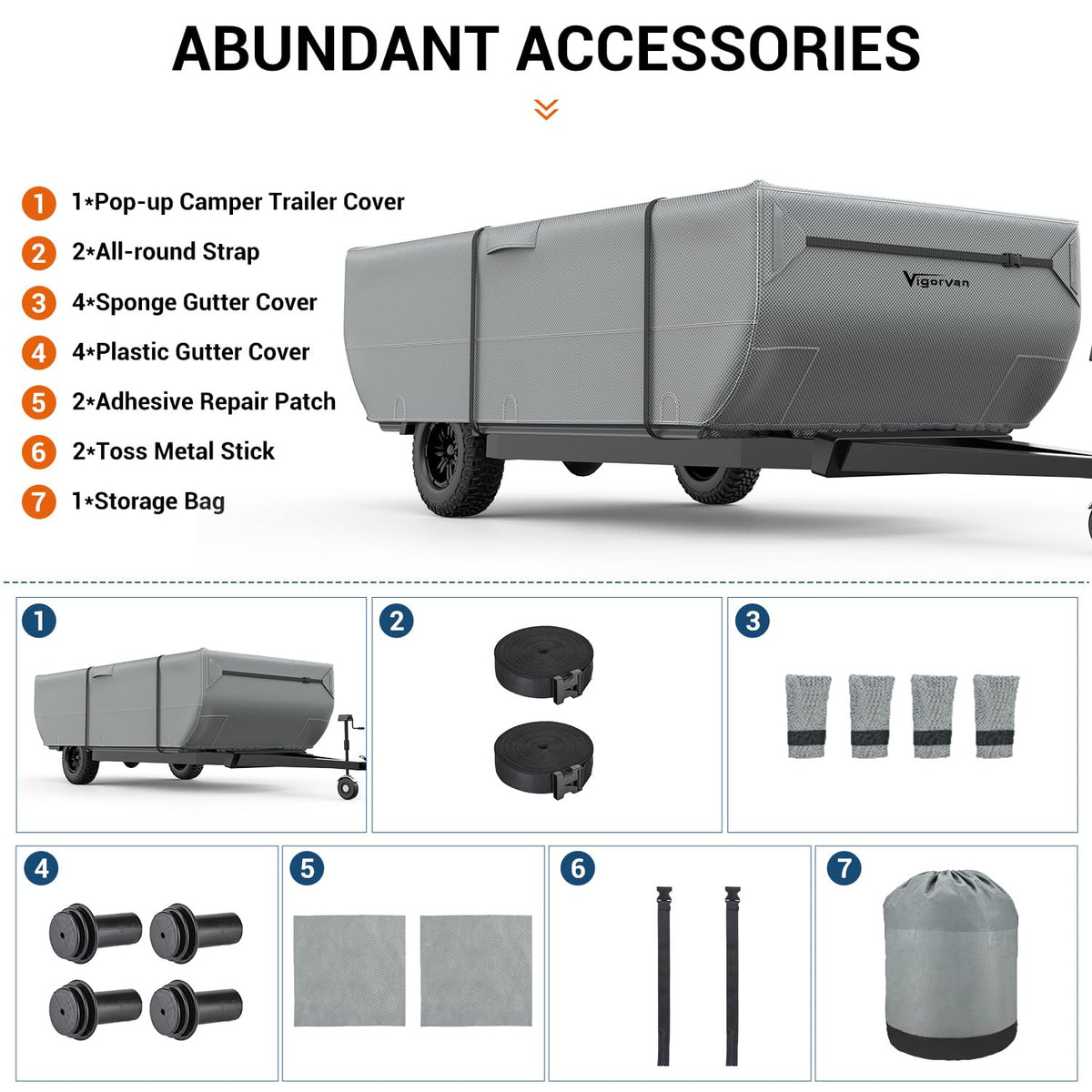 Folding Camper Cover Fits 10'-12' Trailers X9224