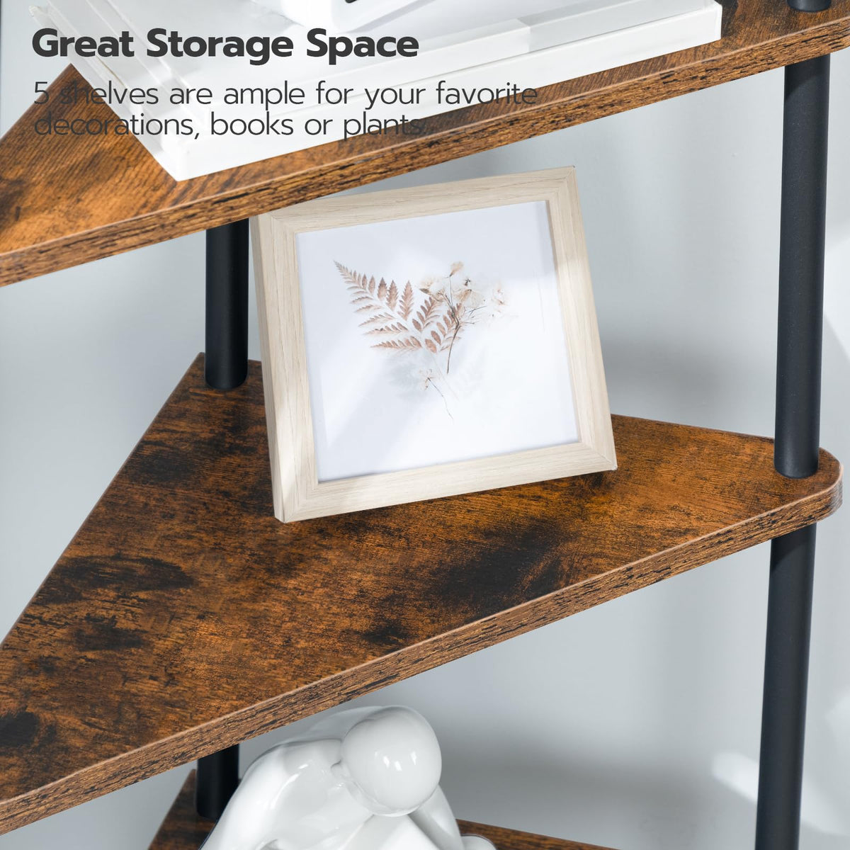 5-Tier Corner Bookshelf with Metal Frame Q60135