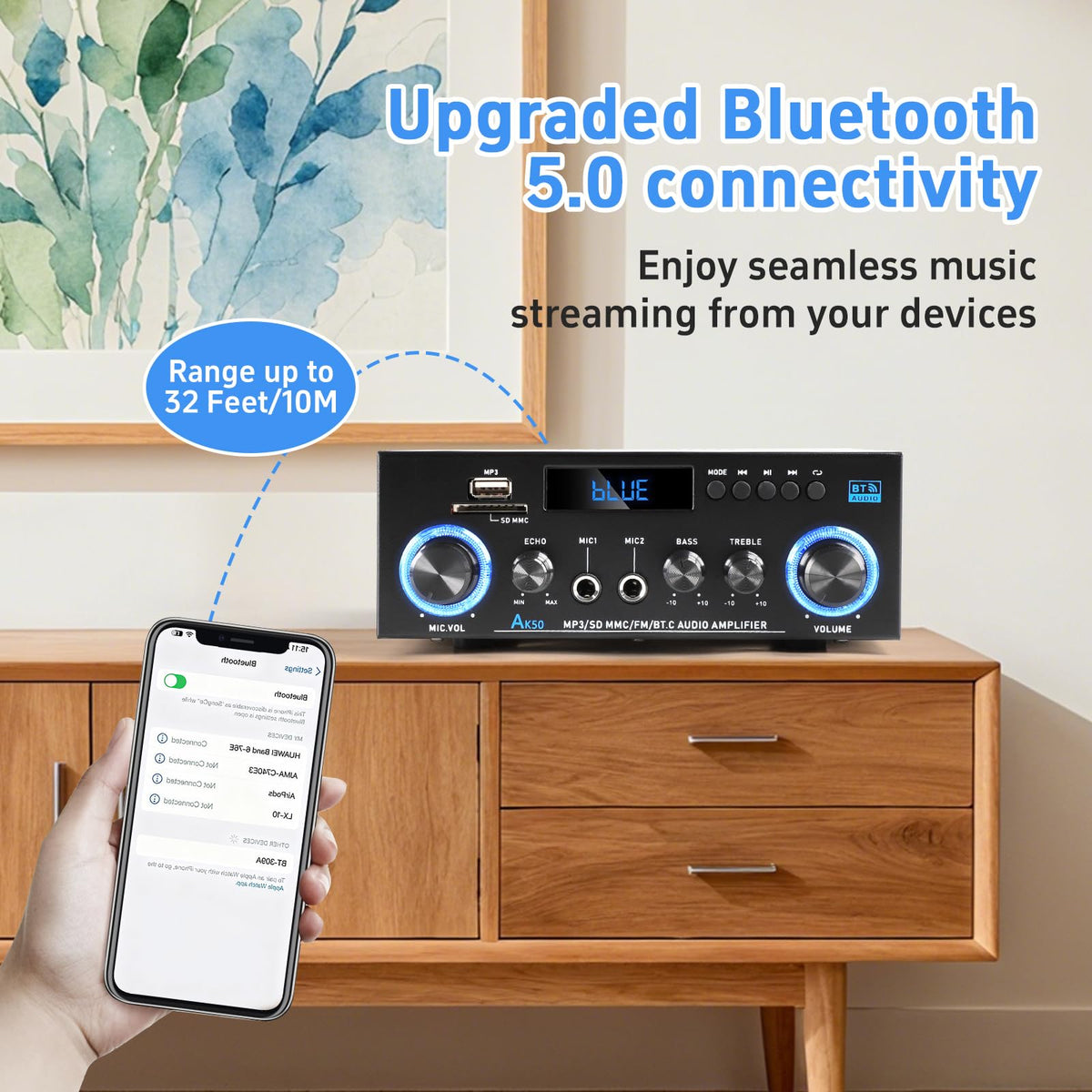 Bluetooth 5.0 2 Channel 400W Stereo Amplifier M10567