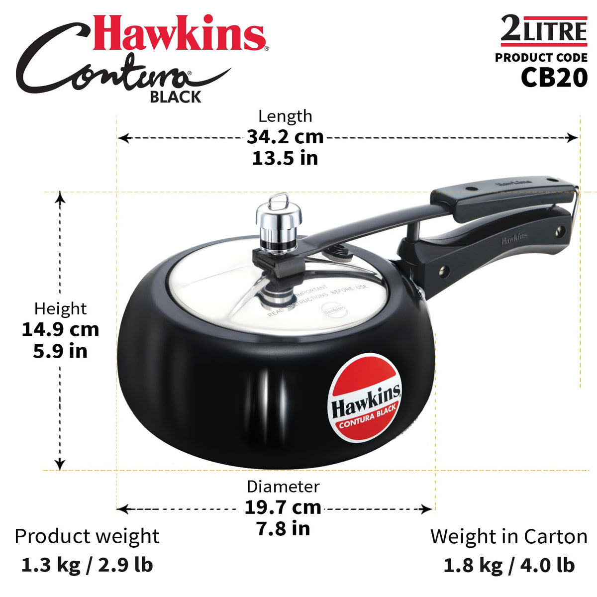 Hard Anodised 2-Liter Pressure Cooker I903630