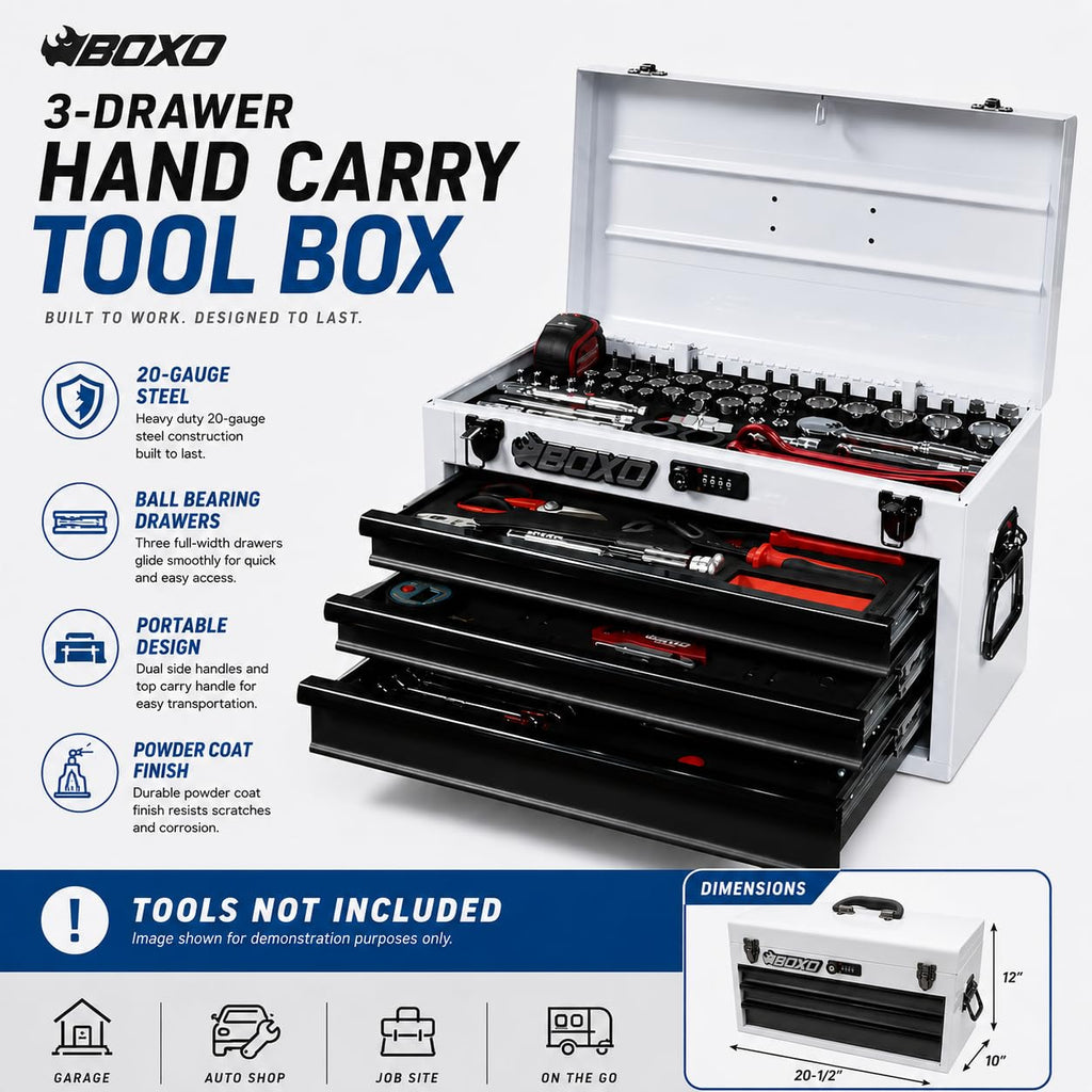 3-Drawer Steel Toolbox with Ball Bearing Drawers N603382
