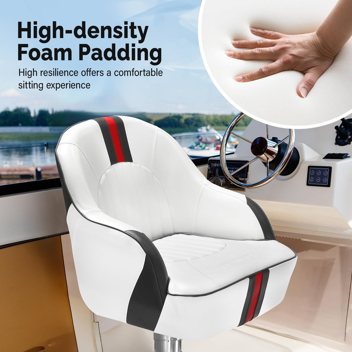 Pontoon Boat Captain Bucket Seat with Cover R818