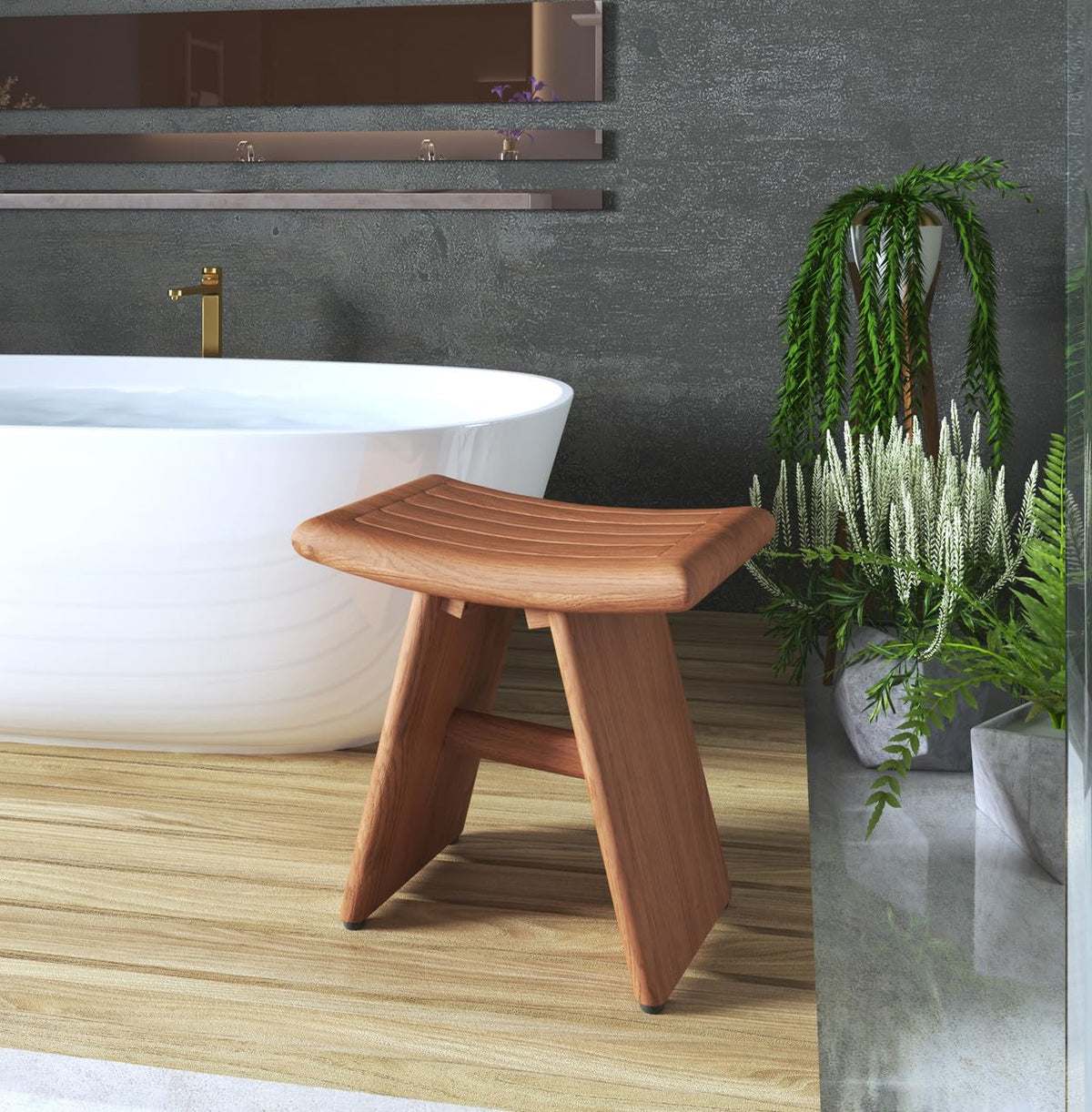 18" Slatted Teak Shower Bench F721