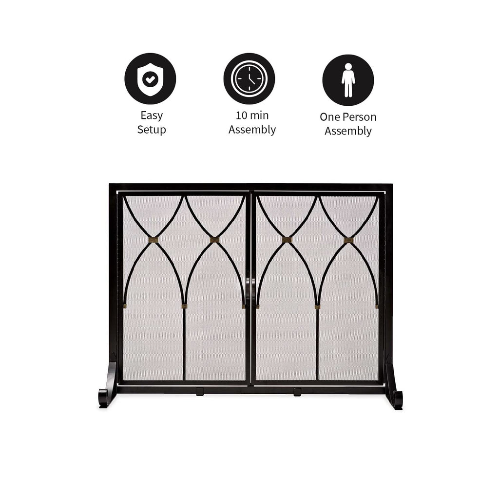 Black Metal Fireplace Screen I511