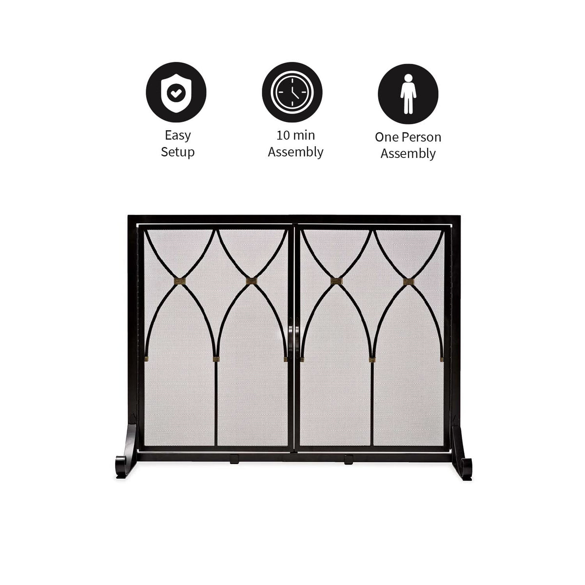 Black Metal Fireplace Screen I511