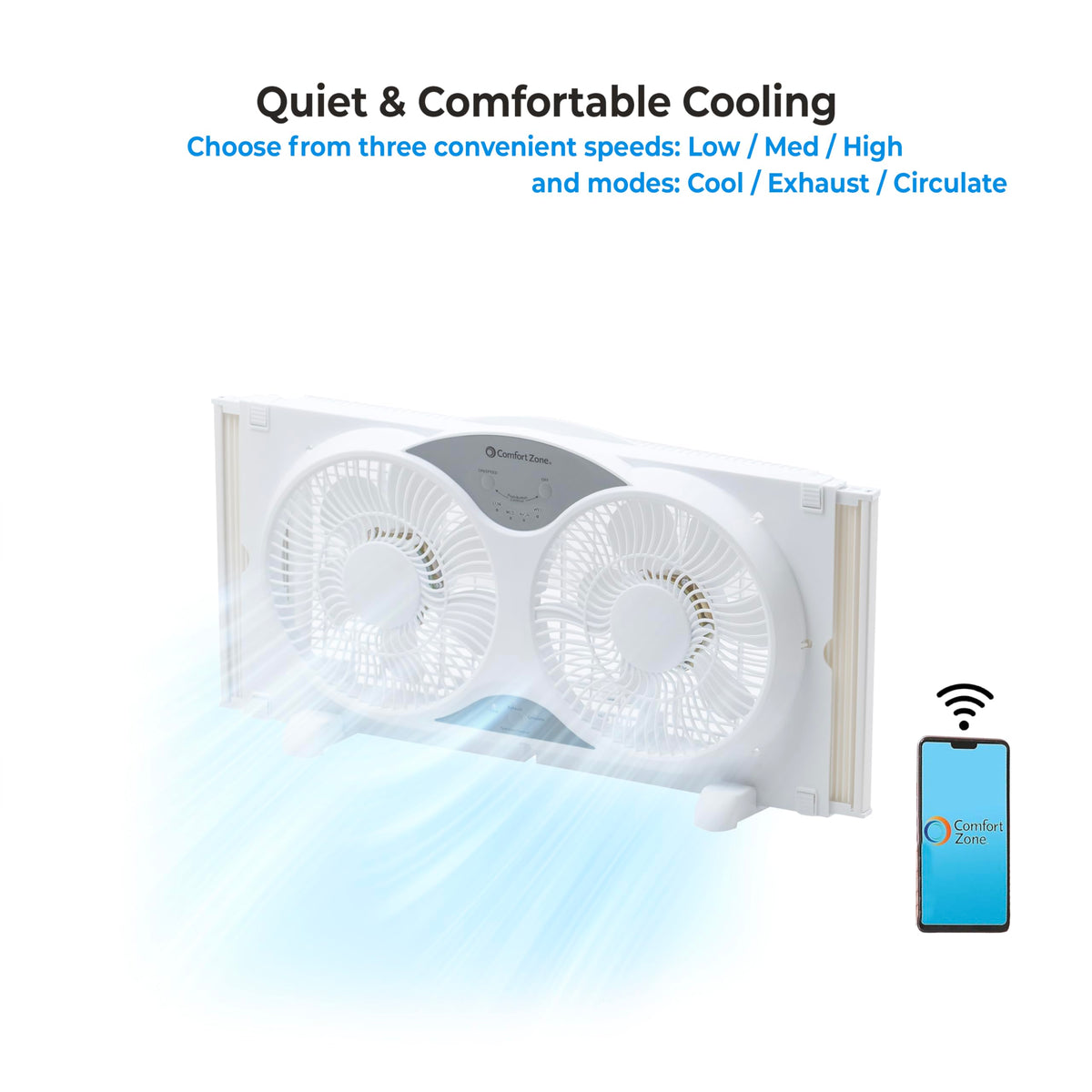 9-Inch Smart WiFi Twin Window Fan with App & Voice Control N735176