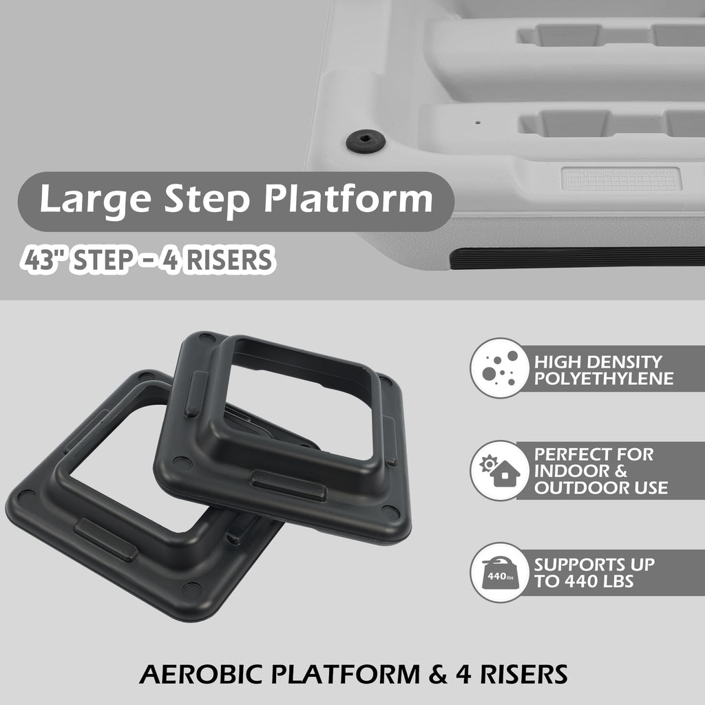 Adjustable Step Aerobic Platform with 4 Stackable Risers J74867