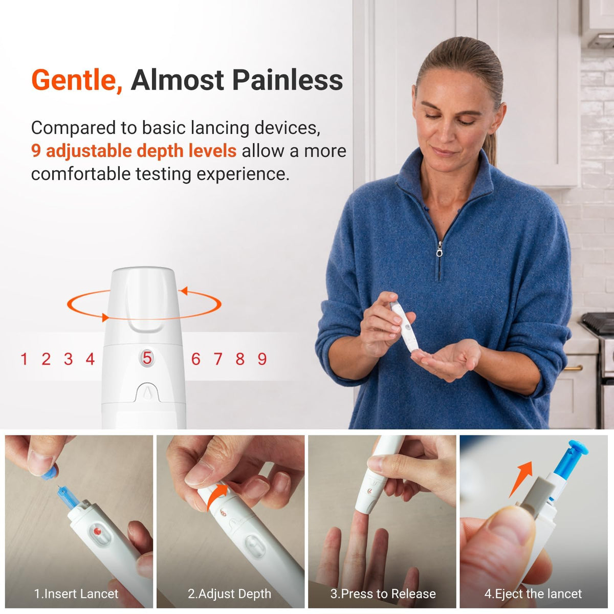 Wireless Smart Glucose Monitor Kit, 100 Strips & 100 Lancets H634