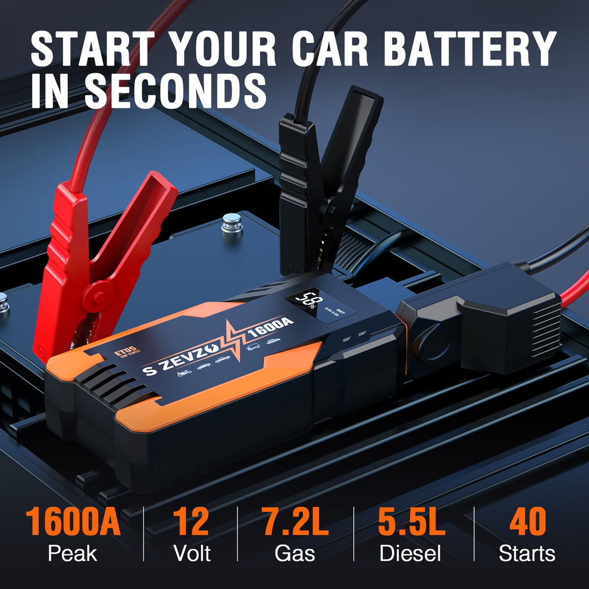 1600A Peak Portable Jump Starter K3973
